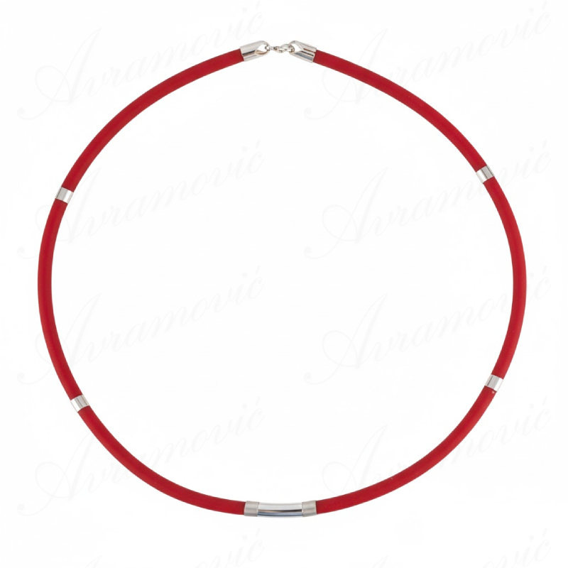 Ogrlica kauchuk srebro 925